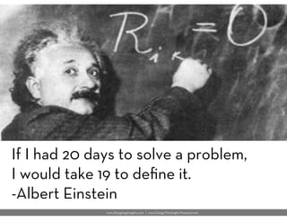  
If I had 20 days to solve a problem, 
I would take 19 to deﬁne it. 
-Albert Einstein
www.DesigningInsights.com | www.Des...