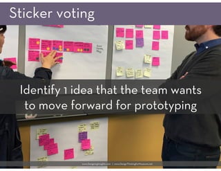 Sticker voting
Identify 1 idea that the team wants
to move forward for prototyping
www.DesigningInsights.com | www.DesignT...