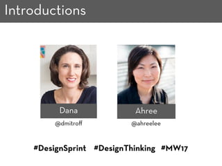 @ahreelee@dmitroﬀ
Dana Ahree
#DesignSprint #DesignThinking #MW17
Introductions
 