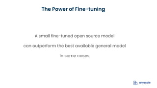 A small fine-tuned open source model
can outperform the best available general model
in some cases
The Power of Fine-tuning
 