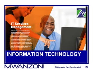 Adding value right from the startAdding value right from the start 28Adding value right from the startAdding value right from the start 28
INFORMATION TECHNOLOGY
 