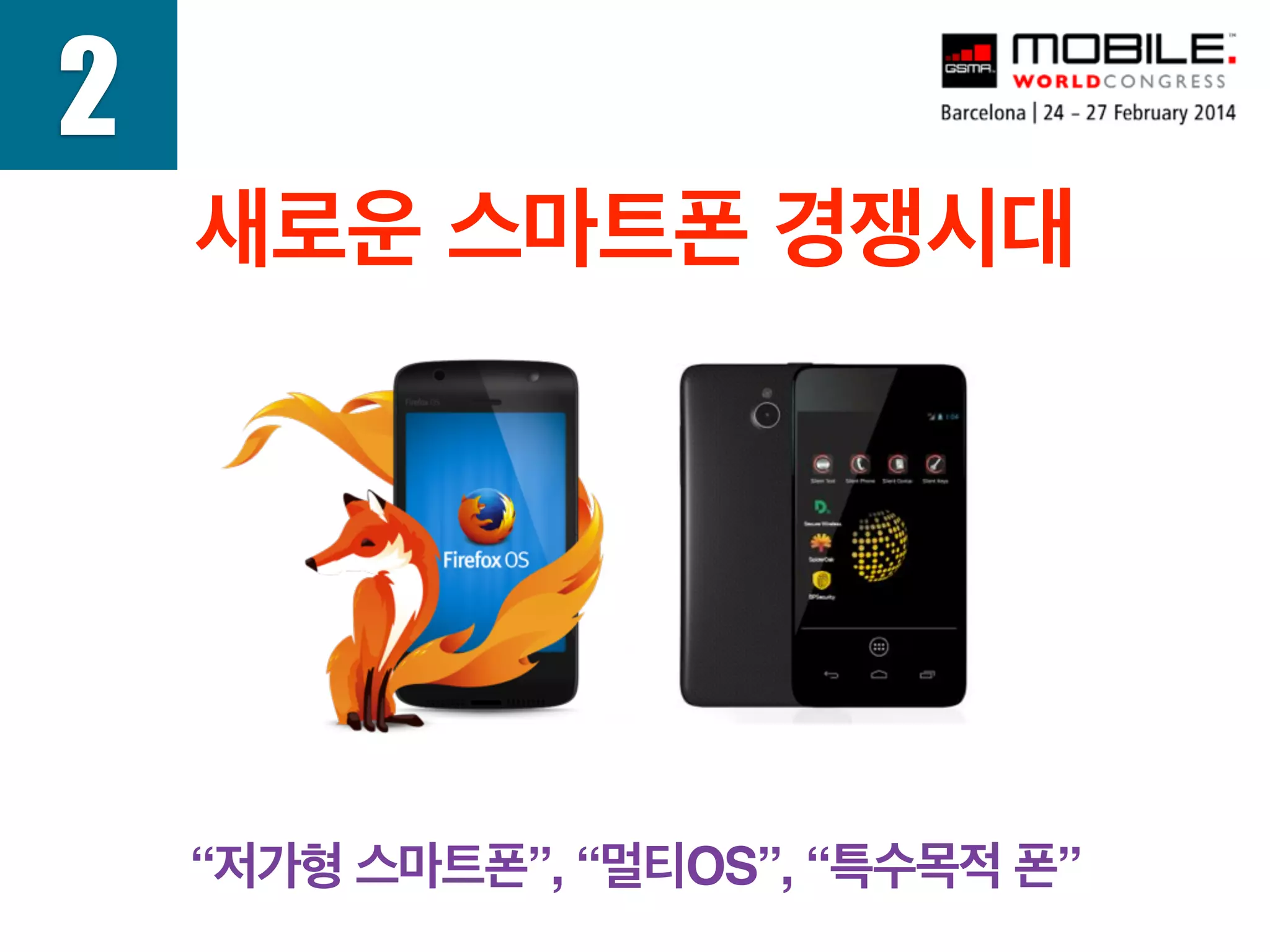 2
새로운 스마트폰 경쟁시대
“저가형 스마트폰”, “멀티OS”, “특수목적 폰”
 