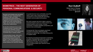 Rori DuBoff
Global Head of Strategy
Havas Media Group
@rduboff
BIOMETRICS – THE NEXT GENERATION OF
PERSONAL COMMUNICATIONS...