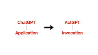 Application Invocation
ChatGPT ActGPT
 