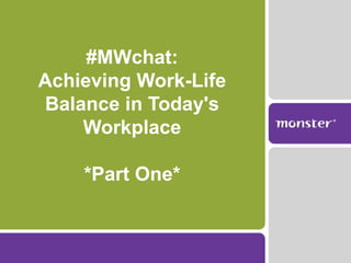 #MWchat:
Achieving Work-Life
Balance in Today's
    Workplace

    *Part One*
 