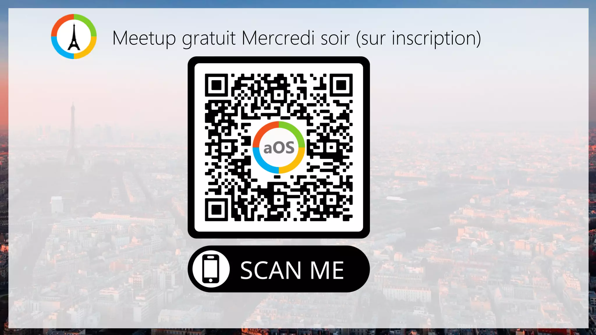 Meetup gratuit Mercredi soir (sur inscription)
 