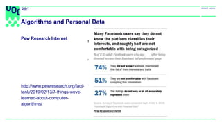 Pew Research Internet
http://www.pewresearch.org/fact-
tank/2019/02/13/7-things-weve-
learned-about-computer-
algorithms/
...