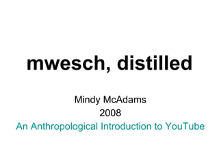 mwesch, distilled Mindy McAdams 2008 An Anthropological Introduction to YouTube 