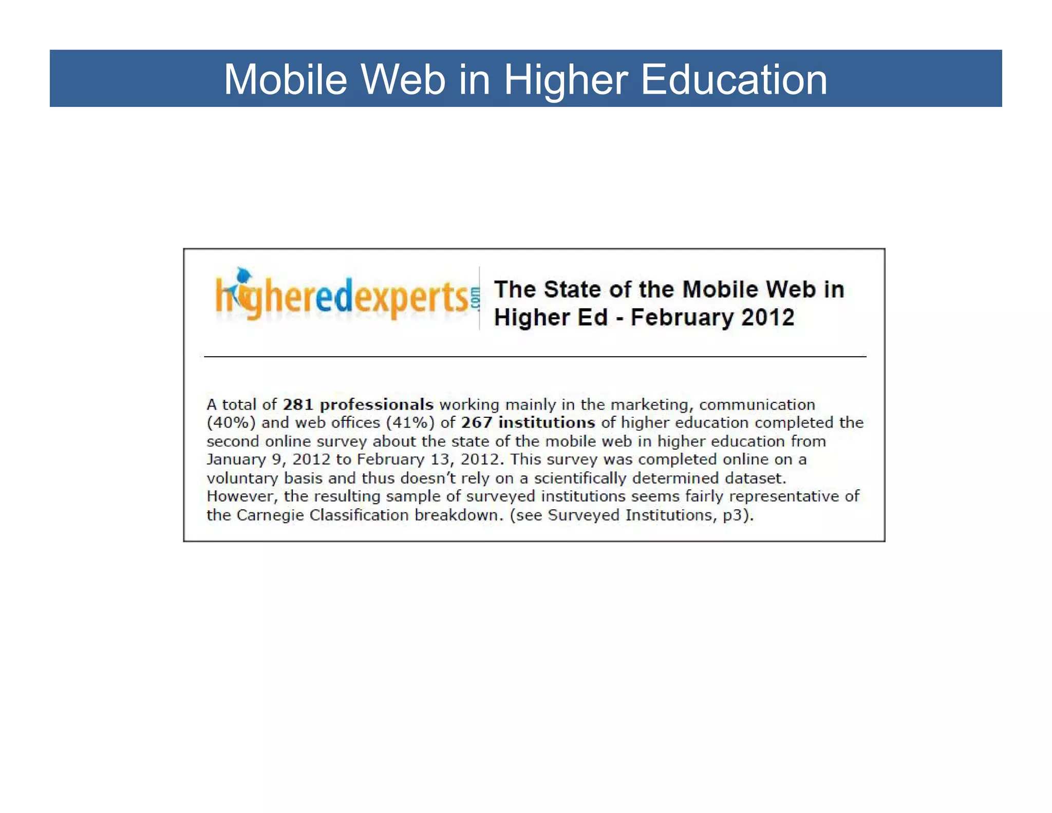 Mobile Web in Higher Education
 