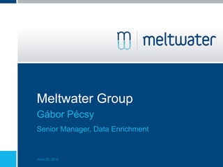 Gábor Pécsy
Senior Manager, Data Enrichment
Meltwater Group
June 25, 2014
 