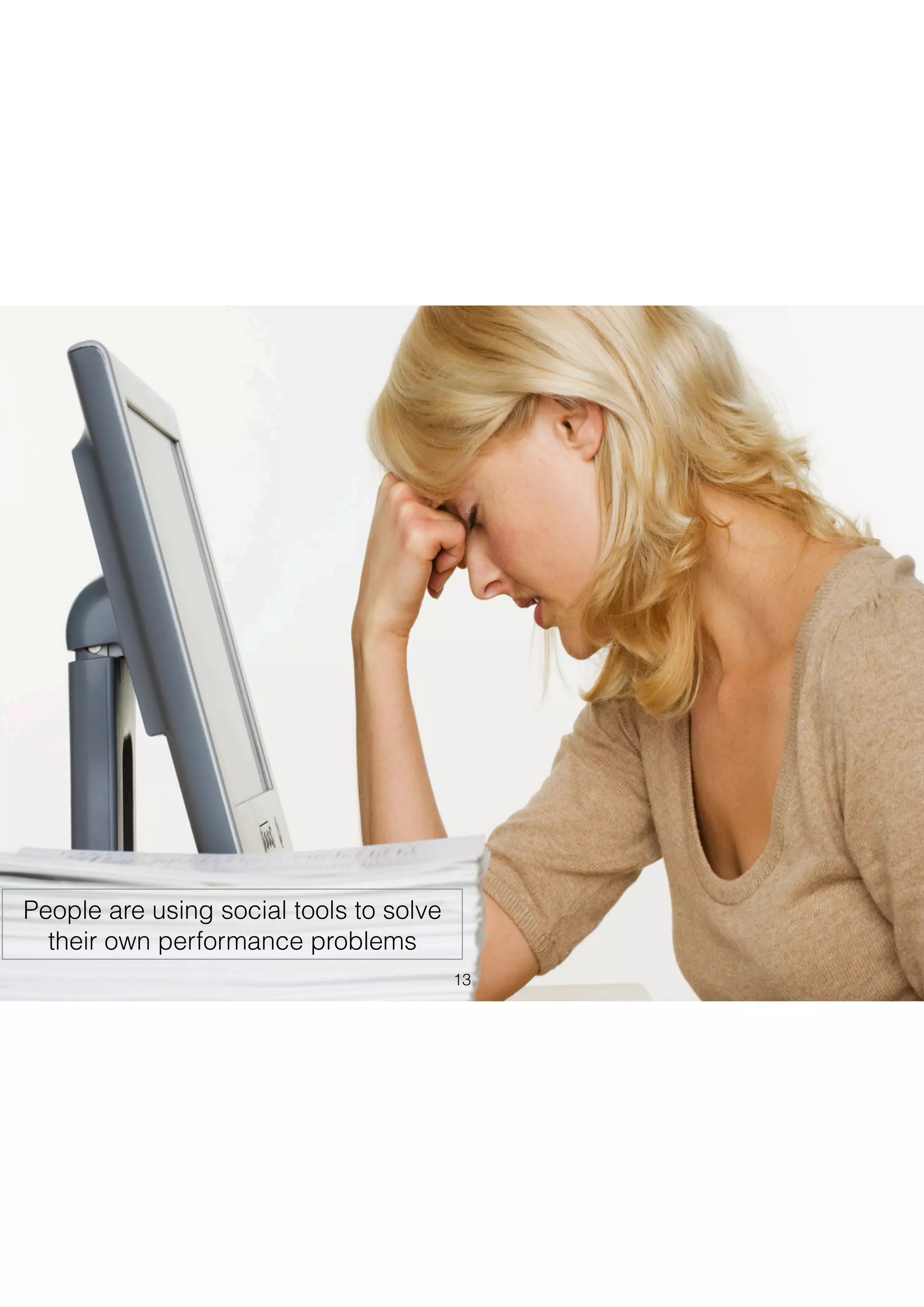 People are using social tools to solve
their own performance problems
13
 