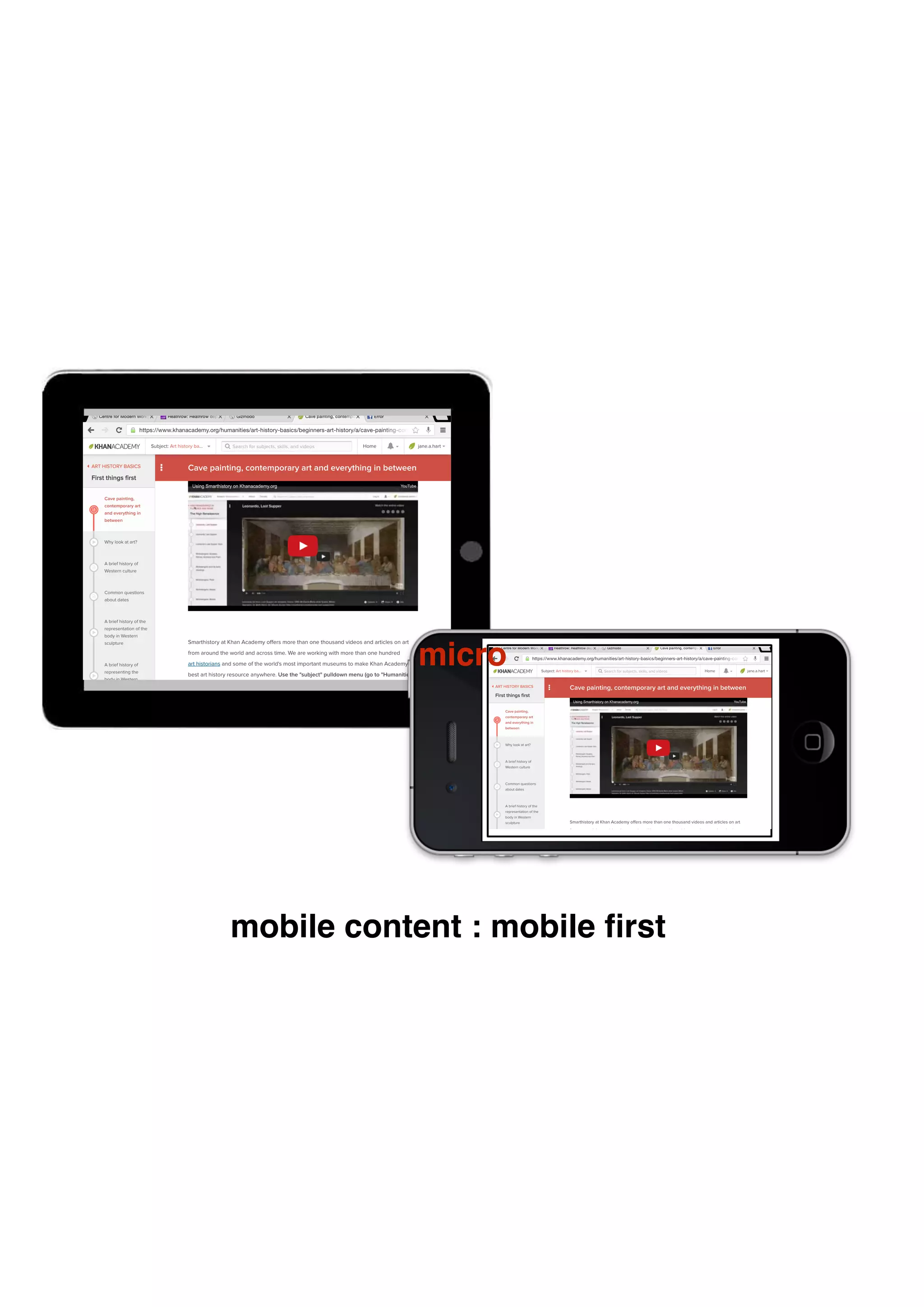 mobile content : mobile ﬁrst
micro
 