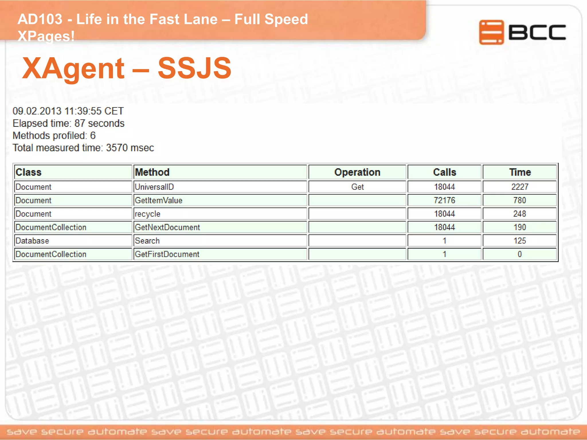 AD103 - Life in the Fast Lane – Full Speed
XPages!
XAgent – SSJS
 