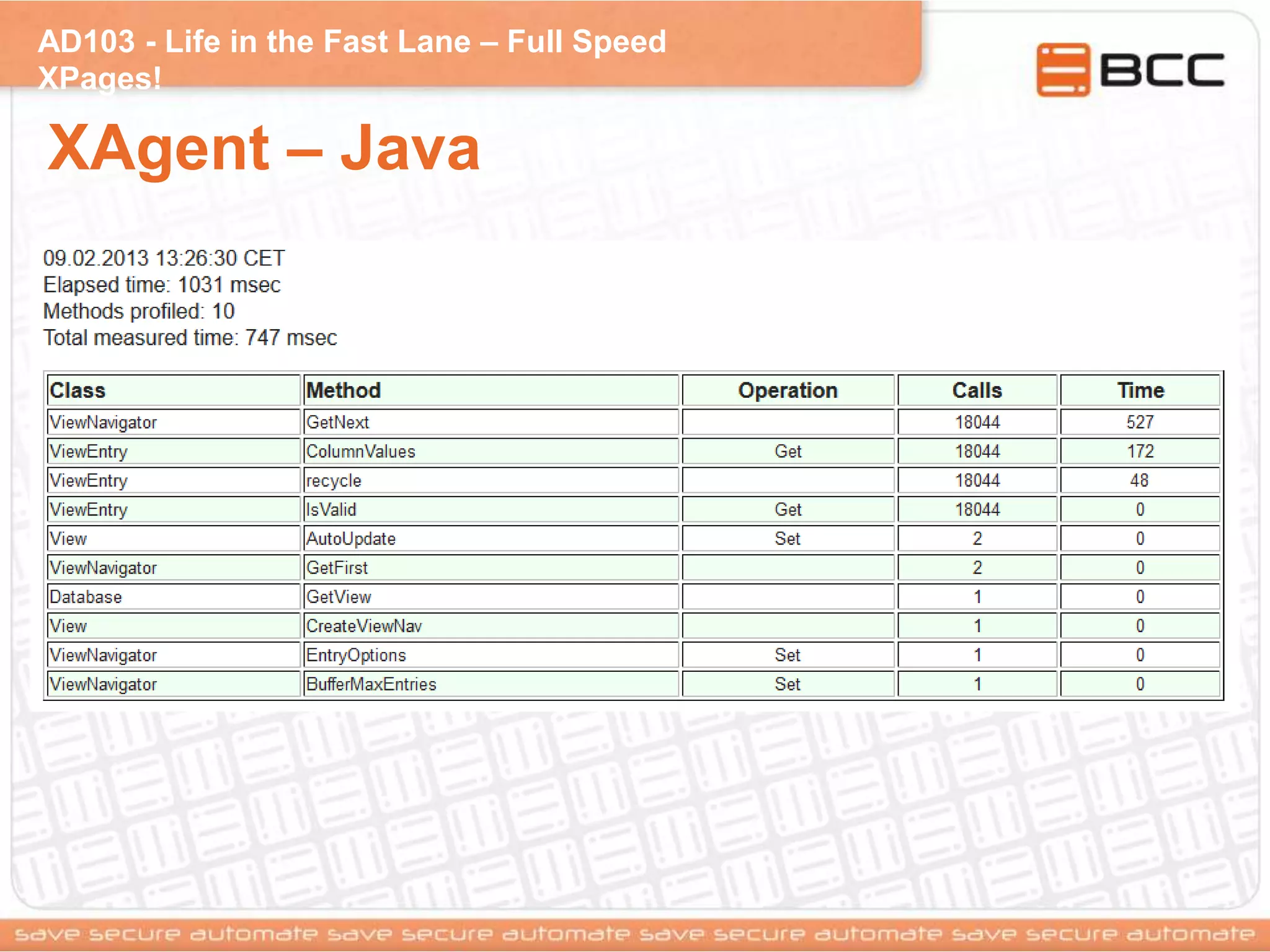 AD103 - Life in the Fast Lane – Full Speed
XPages!
XAgent – Java
 