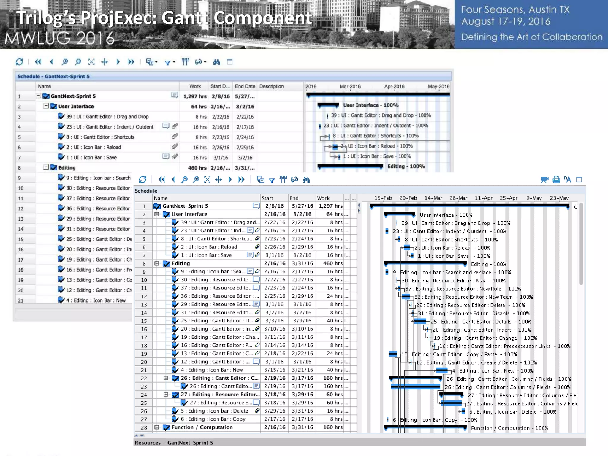 Trilog’s ProjExec: Gantt Component
 