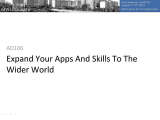 Expand Your Apps And Skills To The
Wider World
AD106
 