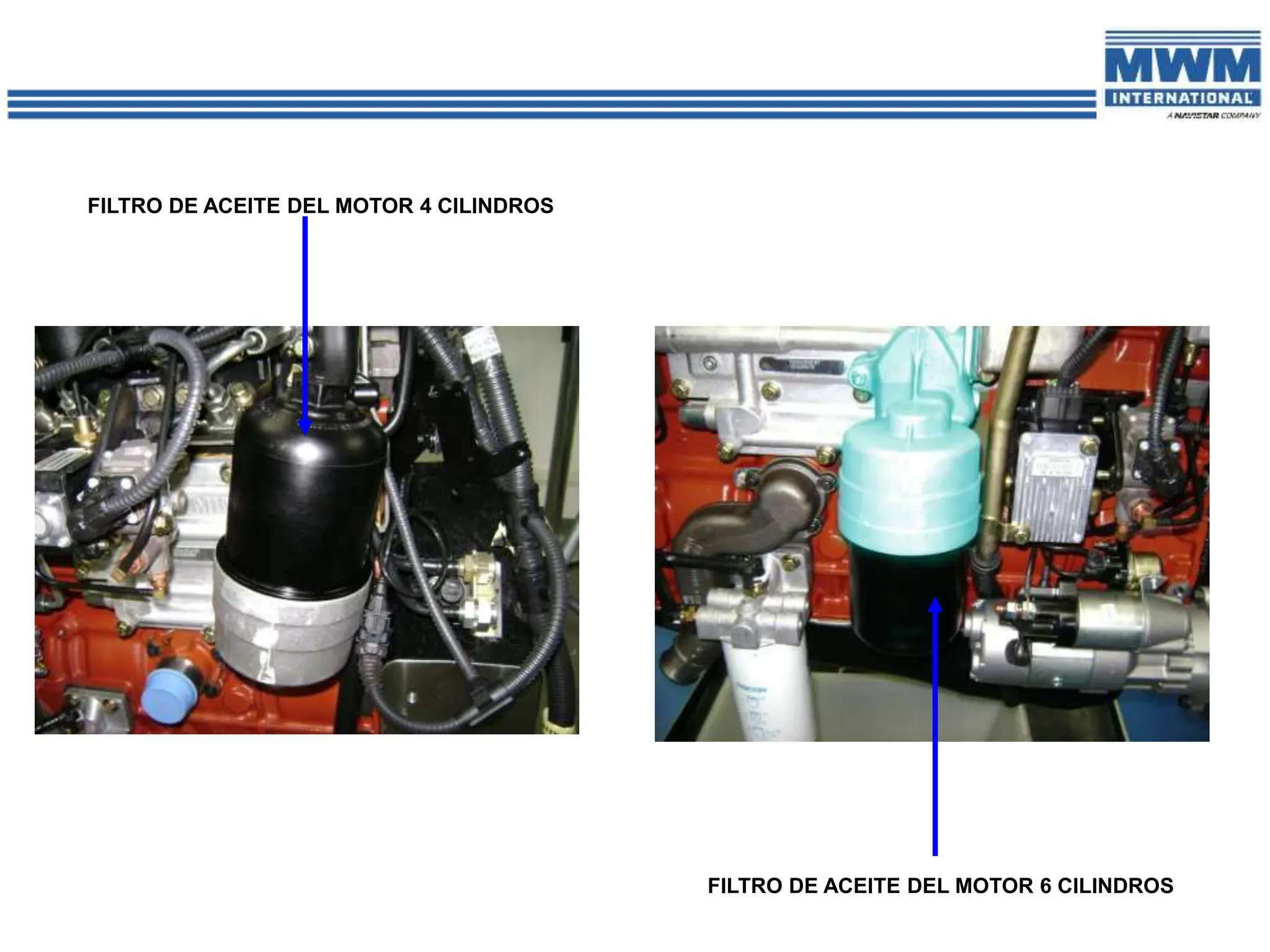 FILTRO DE ACEITE DEL MOTOR 4 CILINDROS
FILTRO DE ACEITE DEL MOTOR 6 CILINDROS
 