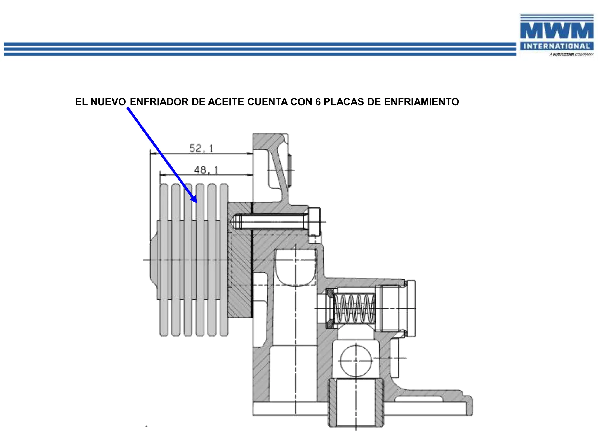 EL NUEVO ENFRIADOR DE ACEITE CUENTA CON 6 PLACAS DE ENFRIAMIENTO
 