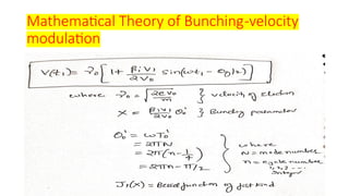 Mathematical Theory of Bunching-velocity
modulation
 