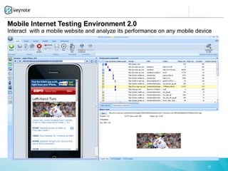 Mobile Internet Testing Environment 2.0
Interact with a mobile website and analyze its performance on any mobile device




                                                                             17
 