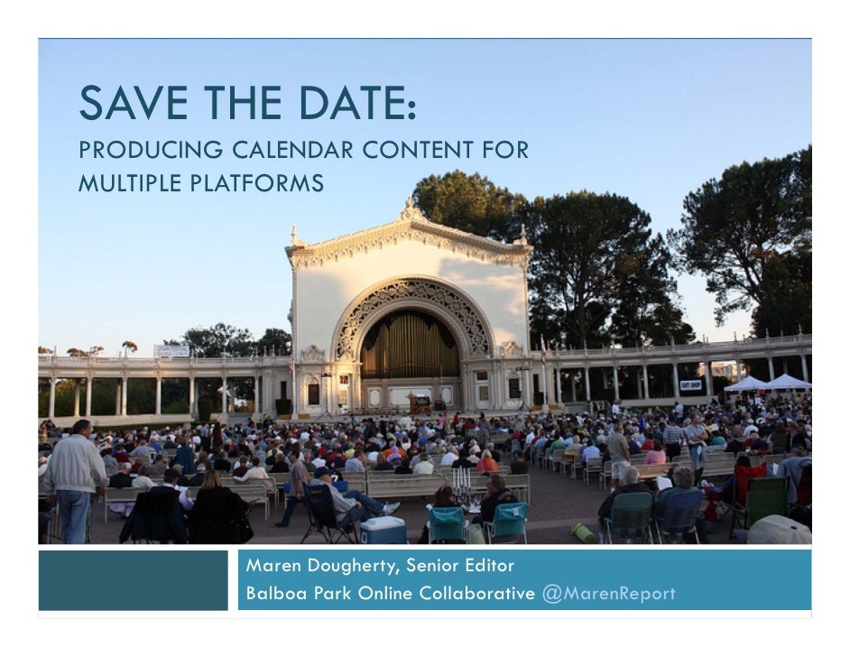 Save the Date Collaborative Calendar for Balboa Park
