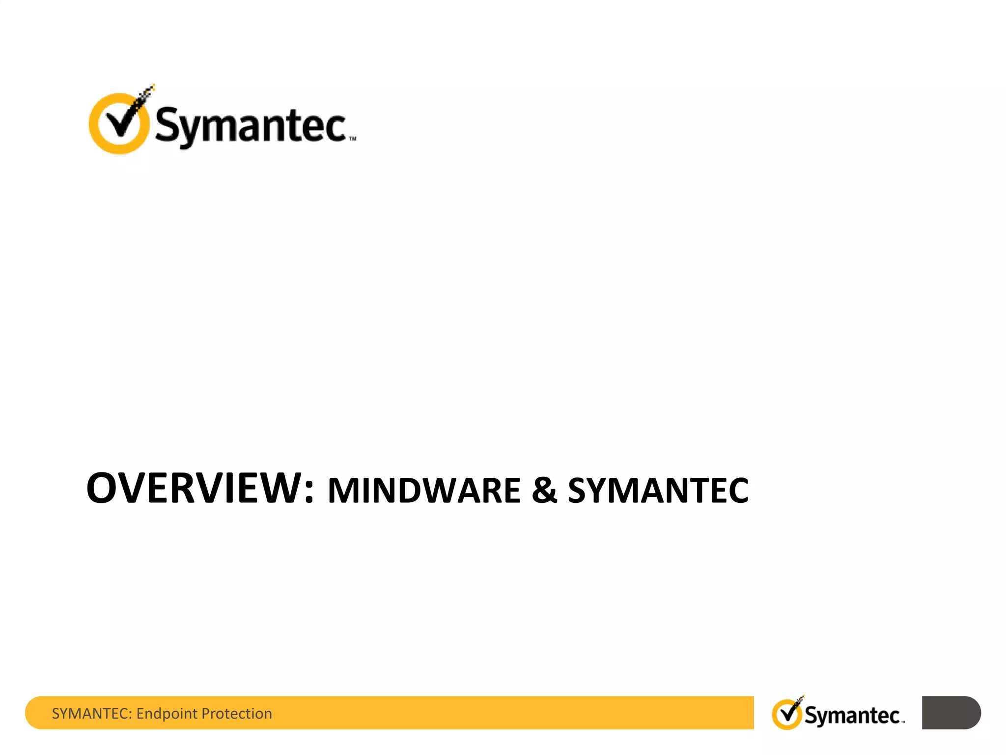 OVERVIEW: MINDWARE & SYMANTEC
SYMANTEC: Endpoint Protection
 