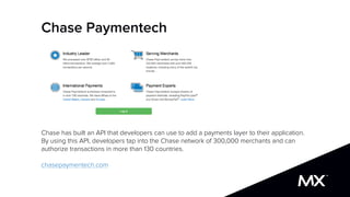 Chase Paymentech
Chase has built an API that developers can use to add a payments layer to their application.
By using thi...