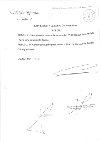 Reglamentación de la Ley 26.862 - Fertilización Asistida