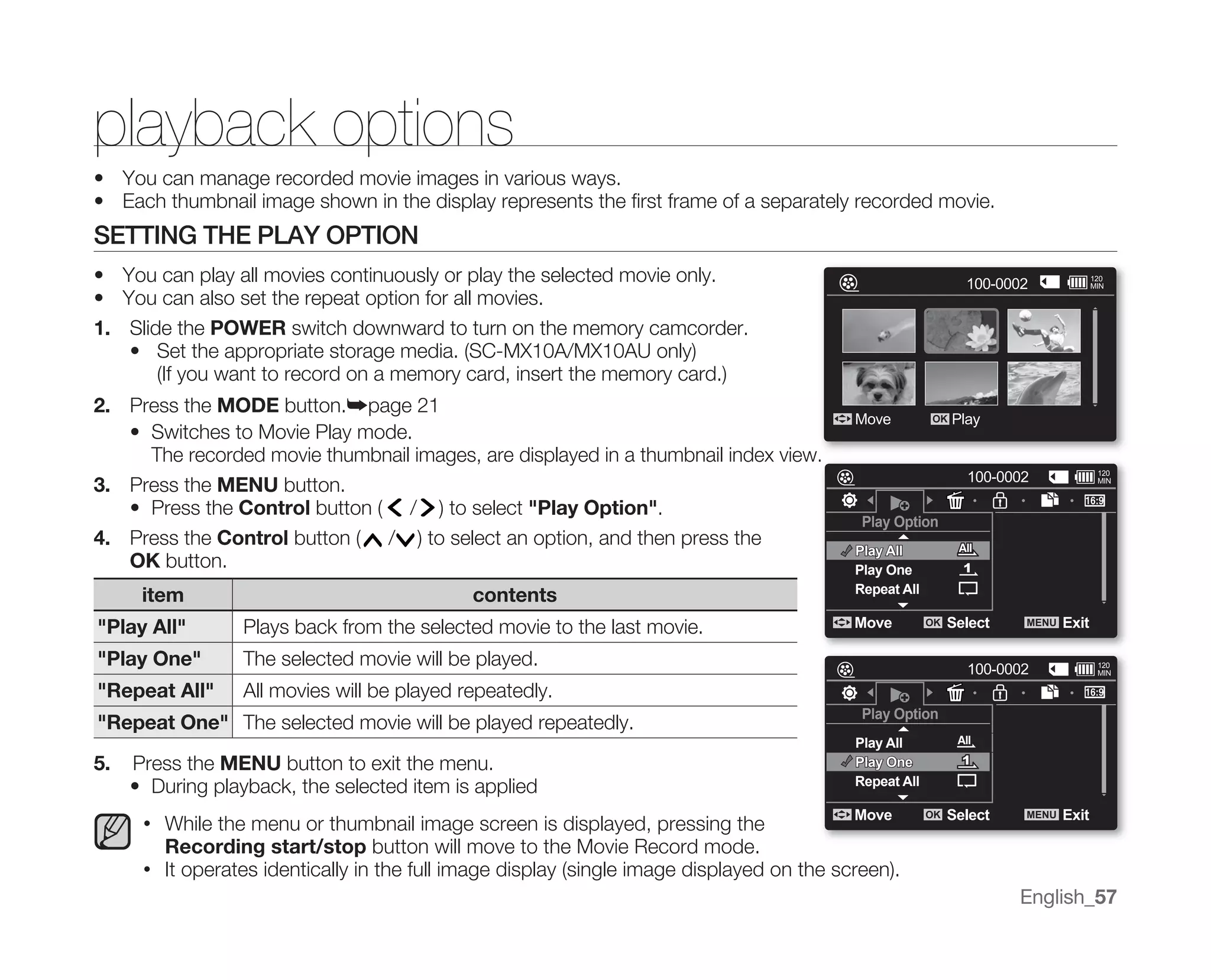 Samsung Camcorder MX10 User Manual