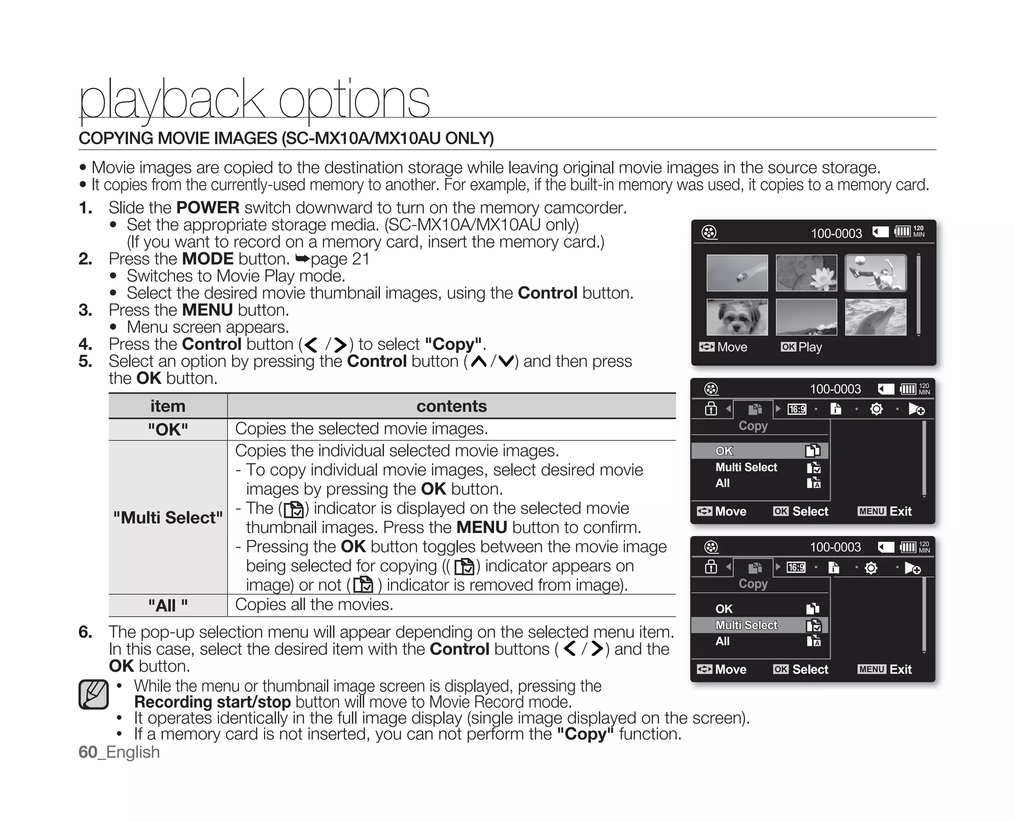 Samsung Camcorder MX10 User Manual