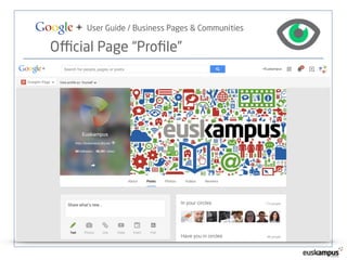 Google + User Guide / Business Pages & Communities 
Official Page “Profile” 
 