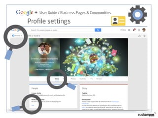 Google + User Guide / Business Pages & Communities 
Profile settings 
 