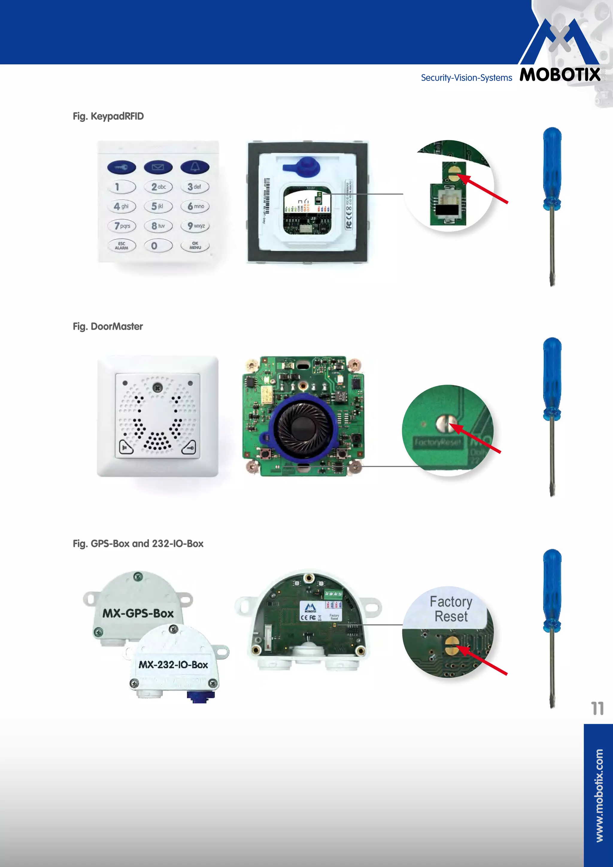 www.mobotix.com
11
Security-Vision-Systems
Fig. KeypadRFID
Fig. DoorMaster
Fig. GPS-Box and 232-IO-Box
KeypadRFID
 