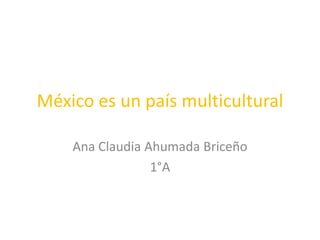 México es un país multicultural

    Ana Claudia Ahumada Briceño
                 1°A
 