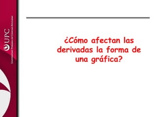 ¿Cómo afectan las
derivadas la forma de
una gráfica?
 