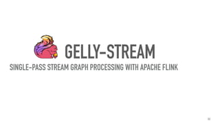 GELLY-STREAM
SINGLE-PASS STREAM GRAPH PROCESSING WITH APACHE FLINK
32
 