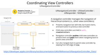 UITabBarController : UIViewController : UIResponder
: NSObject
Coordinating View Controllers
UITabBarController
https://de...