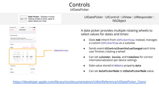 Controls
UIToolbar
UIToolbar : UIView : UIResponder : NSObject
https://developer.apple.com/library/ios/documentation/UIKit...