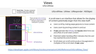 View Controllers
UIViewController • UITableViewController (+ UITableView + UITableViewCell)
 