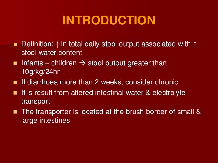 Mx of chronic diarrhoea