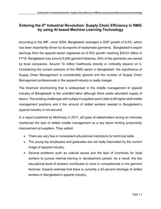 Entering the 4th Industrial Revolution: Supply Chain Efficiency in RMG ...