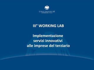 III° WORKING LAB
Implementazione
servizi innovativi
alle imprese del terziario

 