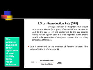 This
indicator
gives idea
about
replaceme
nt level
fertility
But a
rough
indicator
 