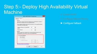 Step 5:- Deploy High Availability Virtual
Machine                   √ Create HAVM
                           √ Configure F...