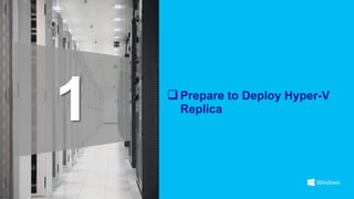 1    Prepare to Deploy Hyper-V
      Replica
 