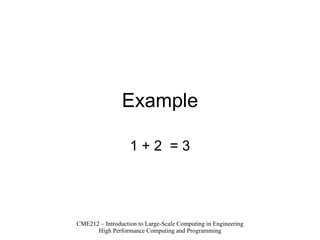 Example 1 + 2  = 3 