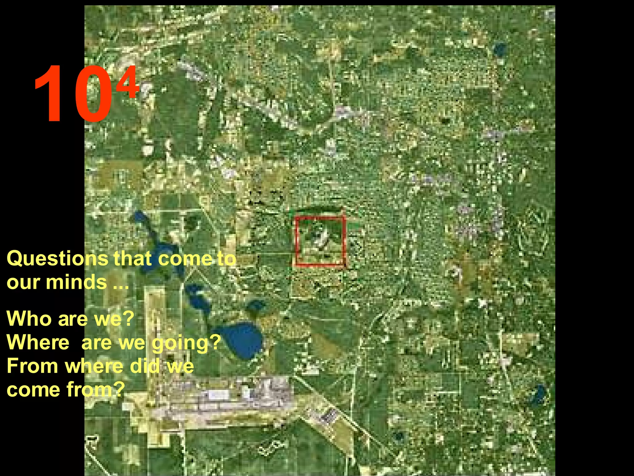 10 4 Questions that come to our minds ... Who are we?  Where  are we going?  From where did we come from? 