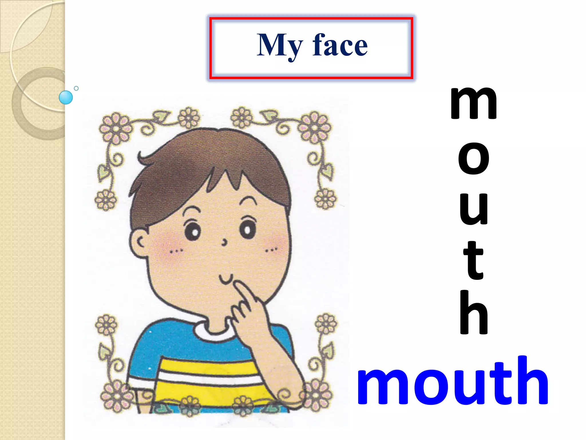 My face
mouth
m
o
u
t
h