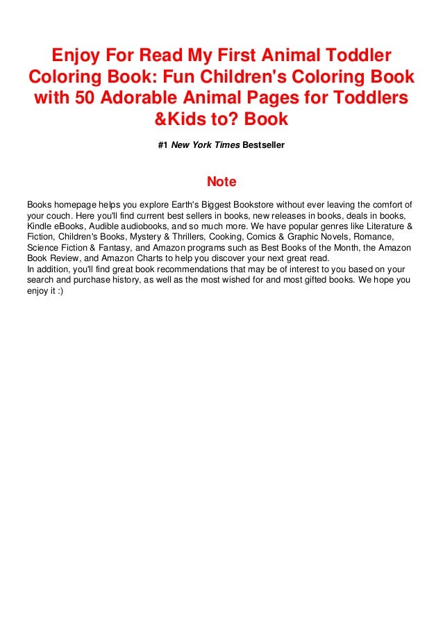 My First Animal Toddler Coloring Book Fun Children S Coloring Book W