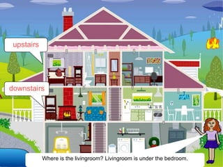 upstairs




downstairs




            Where is the livingroom? Livingroom is under the bedroom.
 